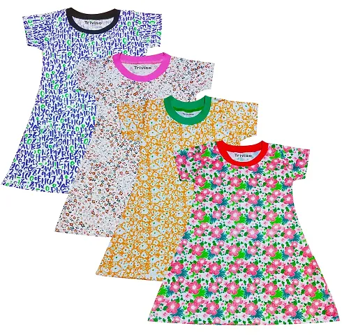 Baby Comforts Baby Girls Clothing Frock-Dress/Gelig Frock/Knee Dress/Knee Frock (Pack of 4)