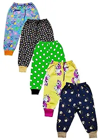 Baby's Cotton Track Pants for Kids Infants  Toddler -Night Pajama/Lowers/Joggers for Boy's and Girl's with Bottom Ribs (Pack of 5; 0-24 Months)-thumb1