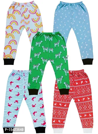 Trend Look Cotton Track Pants for Kids Infants  Toddler -Night Pajama/Lowers/Joggers for Boy's and Girl's with Bottom Ribs- Pack of 5-thumb0