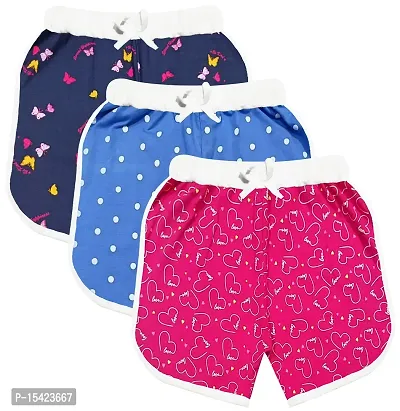 Triviso Girls Cotton Sleepwear Night Shorts  Casual Shorts for Kid Girls (1-16 Years; Pack-3)
