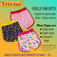 Triviso Girls Cotton Shorts for Night wearm, Cycling, Casual Summer Shorts (Pack of 3)-thumb4