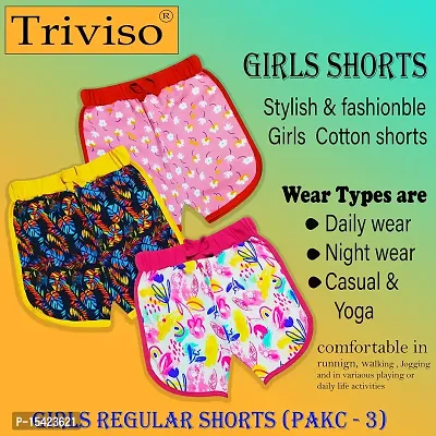 Triviso Girls Cotton Shorts for Night wearm, Cycling, Casual Summer Shorts (Pack of 3)-thumb5