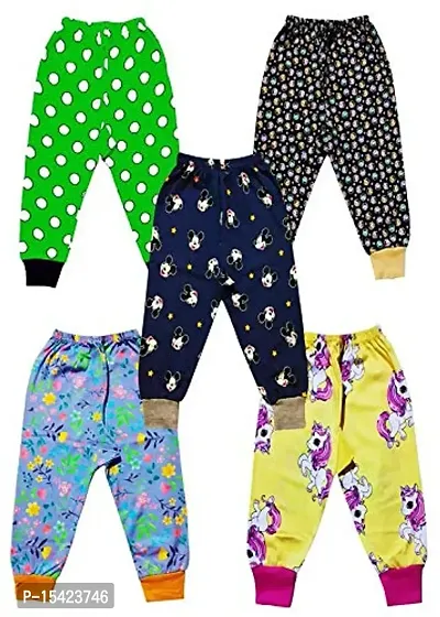 Baby's Cotton Track Pants for Kids Infants  Toddler -Night Pajama/Lowers/Joggers for Boy's and Girl's with Bottom Ribs (Pack of 5; 0-24 Months)-thumb0