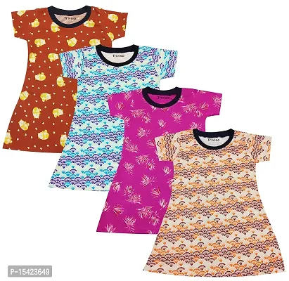 Triviso Baby Cotton Knee Length Frock Dress (Pack of 4)
