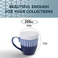 MRD Zone Exclusive Ceramic Duo Series Coffee Mugs Set, 250ML Each, Pack of 6 (White Blue)-thumb2