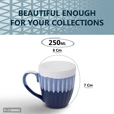 MRD Zone Exclusive Ceramic Duo Series Coffee Mugs Set, 250ML Each, Pack of 6 (White Blue)-thumb3