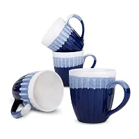 MRD Zone Exclusive Ceramic Duo Series Coffee Mugs Set, 250ML Each, Pack of 6 (White Blue)-thumb4