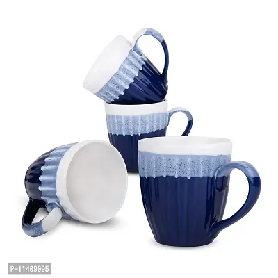 MRD Zone Exclusive Ceramic Duo Series Coffee Mugs Set, 250ML Each, Pack of 6 (White Blue)-thumb5