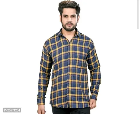 Stylish Cotton Multicoloured Checked Long Sleeves Casual Shirt For Men