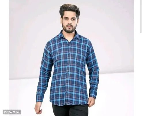 Stylish Cotton Multicoloured Checked Long Sleeves Casual Shirt For Men-thumb0