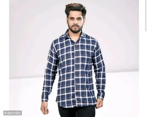 Stylish Cotton Multicoloured Checked Long Sleeves Casual Shirt For Men-thumb0