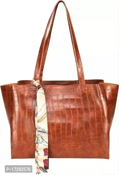 Stylish Brown PU Solid Handbag For Women