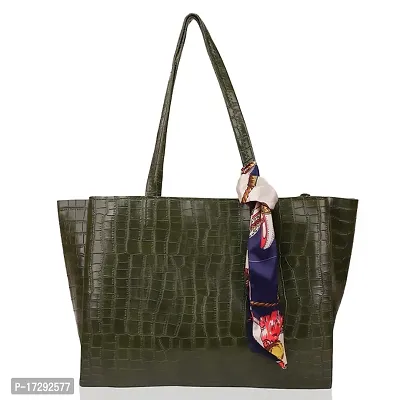 Stylish Green PU Solid Handbag For Women-thumb0