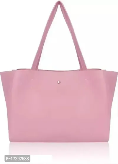 Stylish Pink Leather Solid Handbag For Women-thumb0
