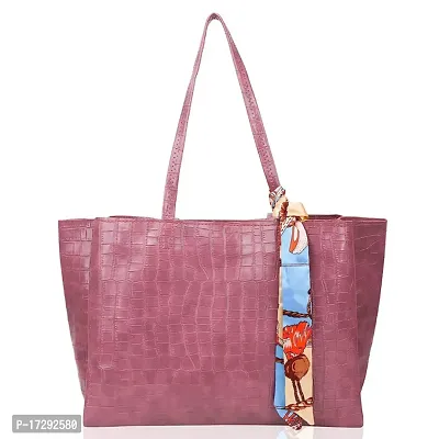 Stylish Pink PU Solid Handbag For Women