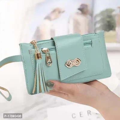 Stylish Green Pu Solid Clutches For Women-thumb2