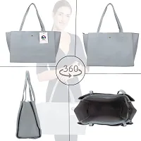 Women Stylish Tote Bag Pu Leather Grey-thumb2