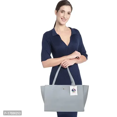 Women Stylish Tote Bag Pu Leather Grey-thumb4