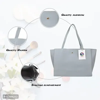 Women Stylish Tote Bag Pu Leather Grey-thumb2