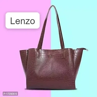 Stylish Grey Leather Solid Handbag For Women-thumb0
