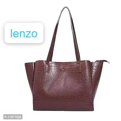 Women Stylish Tote Bag Pu Leather Brown