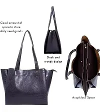 Women Stylish Tote Bag Pu Leather Black-thumb2