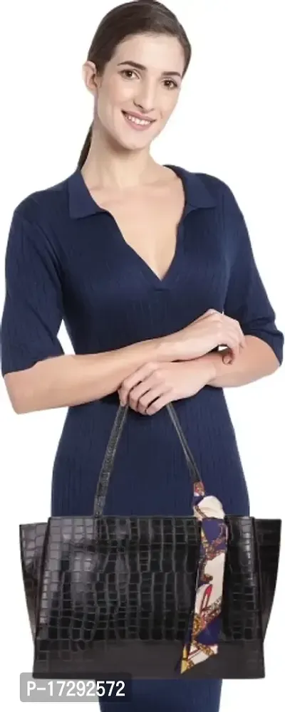 Stylish Black PU Solid Handbag For Women-thumb0