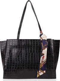 Stylish Black PU Solid Handbag For Women-thumb1