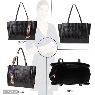 Stylish Black PU Solid Handbag For Women-thumb3
