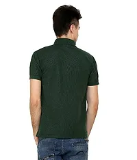 Grand Bear Polo Neck Half Sleeves Plain T Shirts for Mens/Polo Tshirt (44, Dark Green)-thumb2