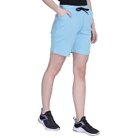 MGrandbear Women's Rib Cotton Stretchable Shorts/Yoga Shorts/Sports Shorts with Pockets Pack of 2 (32, Blue-Sky)-thumb4