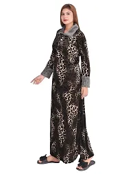 MGrandbear Adorable Tiger Print Velvet Nighty Maxi for Women (Free Size, Brown)-thumb3