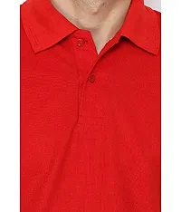 Grand Bear Polo Neck Half Sleeves Plain T Shirts for Mens/Polo Tshirt (42, RED)-thumb3