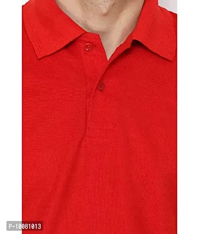 Grand Bear Polo Neck Half Sleeves Plain T Shirts for Mens/Polo Tshirt (42, RED)-thumb4