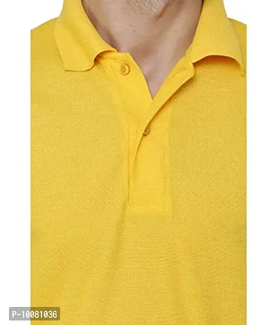 Grand Bear Polo Neck Half Sleeves Plain T Shirts for Mens/Polo Tshirt (38, Yellow)-thumb4