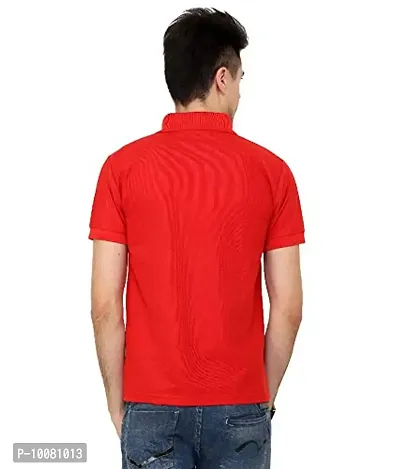 Grand Bear Polo Neck Half Sleeves Plain T Shirts for Mens/Polo Tshirt (42, RED)-thumb3