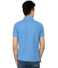 Grand Bear Polo Neck Half Sleeves Plain T Shirts for Mens/Polo Tshirt (40, Sky)-thumb2