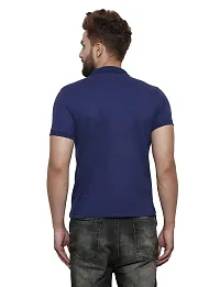 Grand Bear Polo Neck Half Sleeves Plain T Shirts for Mens/Polo Tshirt (44, Navy)-thumb2