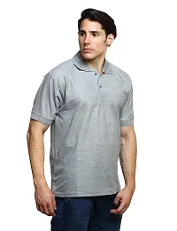 Grand Bear Polo Neck Half Sleeves Plain T Shirts for Mens/Polo Tshirt (40, Grey)-thumb1