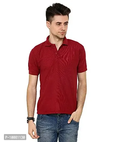 Grand Bear Polo Neck Half Sleeves Plain T Shirts for Mens/Polo Tshirt (38, Maroon)