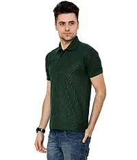 Grand Bear Polo Neck Half Sleeves Plain T Shirts for Mens/Polo Tshirt (44, Dark Green)-thumb1