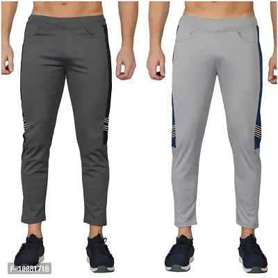 MGrandbear Men's streachable Regular Fit Track Pant for Men Pack of 2 (32, Dark Grey-Grey)