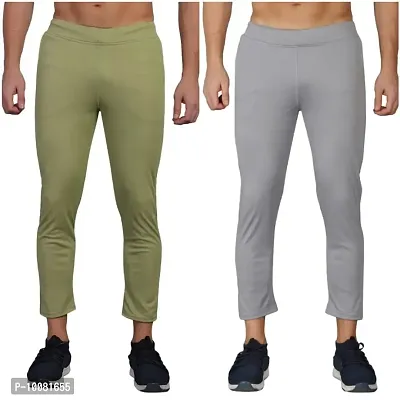 MGrandbear Men's Stretchable Solid Regular Fit Track Pant for Men Pack of 2 (28, Light Green-Grey)