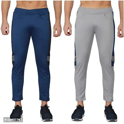 MGrandbear Men's Stretchable Regular Fit Track Pant for Men Pack of 2 (30, Army Blue-Grey)