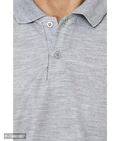 Grand Bear Polo Neck Half Sleeves Plain T Shirts for Mens/Polo Tshirt (40, Grey)-thumb4