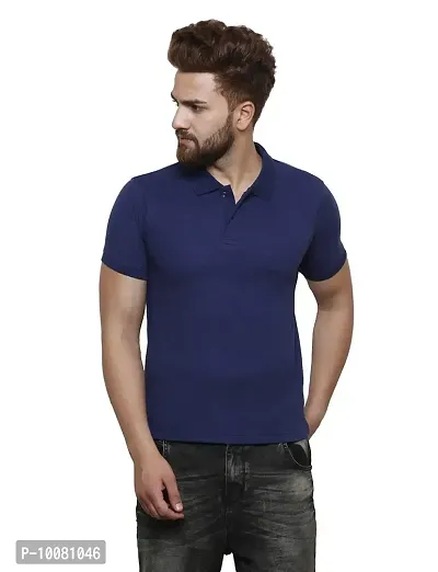 Grand Bear Polo Neck Half Sleeves Plain T Shirts for Mens/Polo Tshirt (44, Navy)