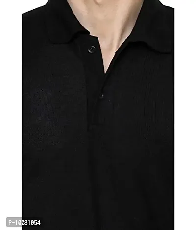 Grand Bear Polo Neck Half Sleeves Plain T Shirts for Mens/Polo Tshirt (42, Black)-thumb4