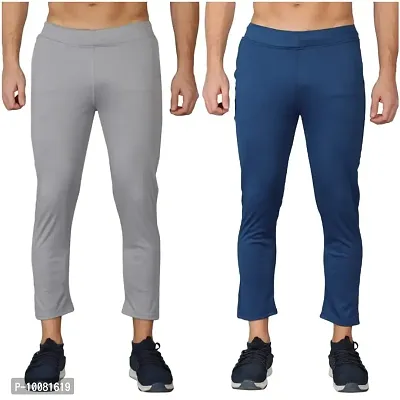 MGrandbear Men's Stretchable Solid Regular Fit Track Pant for Men Pack of 2 (36, Grey-Blue)