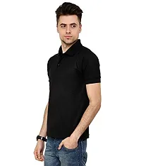 Grand Bear Polo Neck Half Sleeves Plain T Shirts for Mens/Polo Tshirt (42, Black)-thumb1