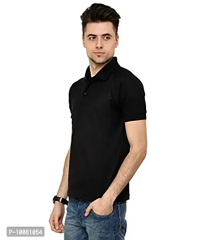 Grand Bear Polo Neck Half Sleeves Plain T Shirts for Mens/Polo Tshirt (42, Black)-thumb2